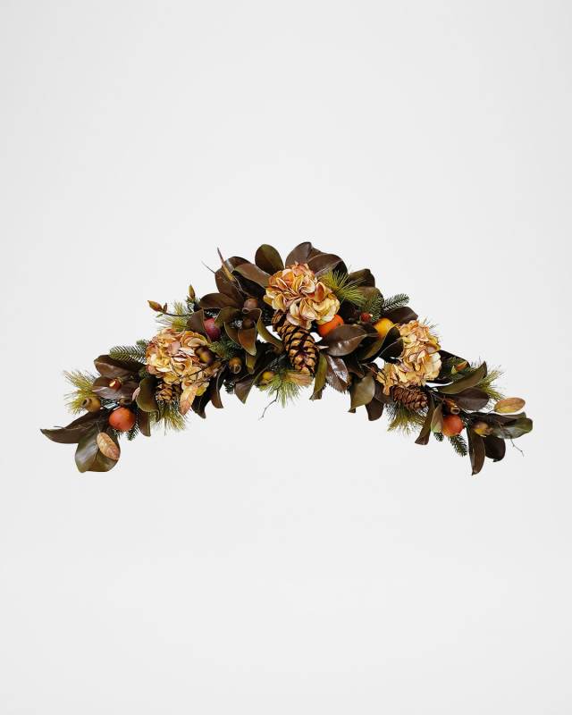 44" Hydrangea & Magnolia Leaf Swag